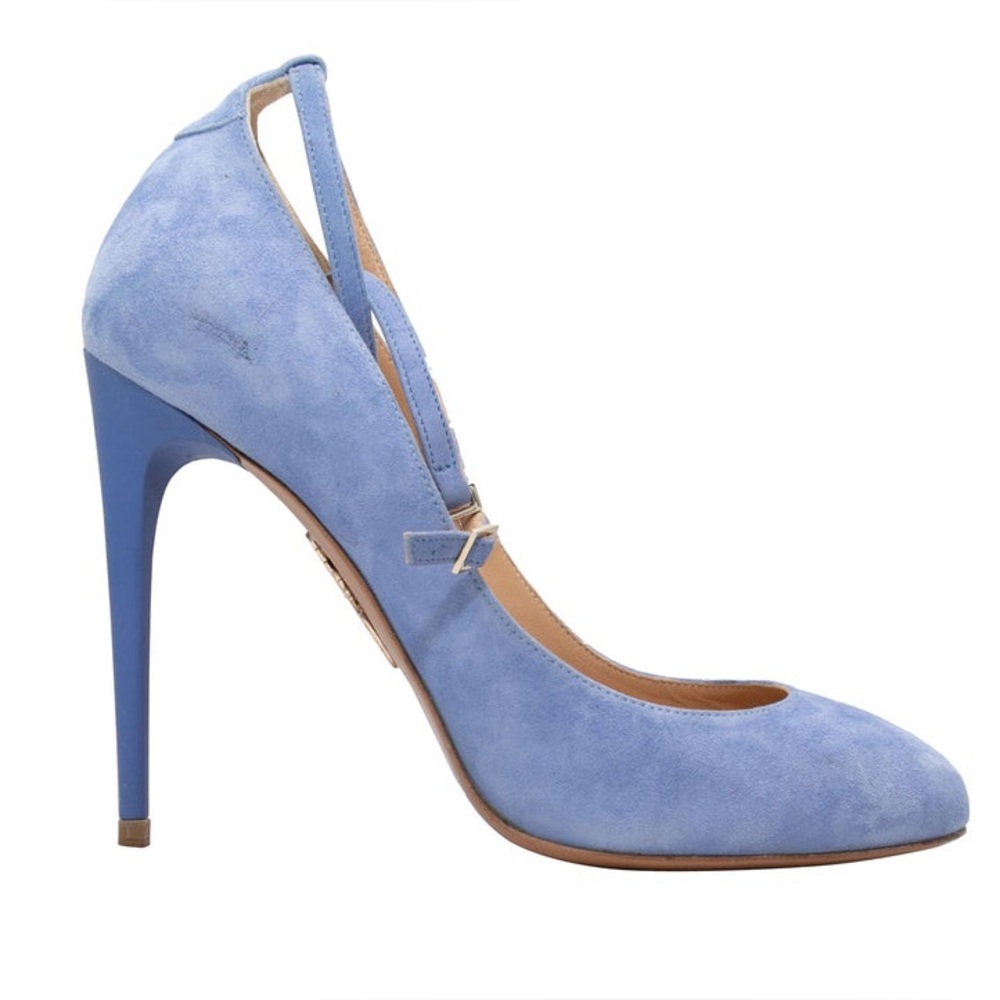 AQUAZZURA SUEDE ANKLE STRAP PUMPS SIZE 36